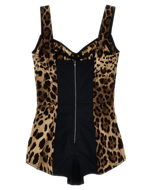 Dolce & Gabbana Black 'leopardo' Bodysuit