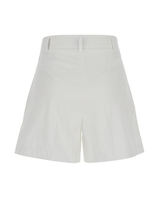 Le Plain White Cotton Belt Loops Shorts For Polyamide Elastane And Bermuda