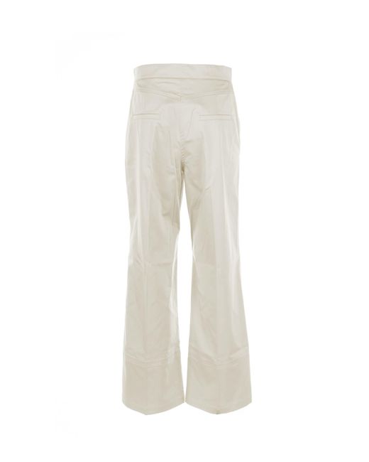 Marella White High-Waisted Wide Leg Trousers
