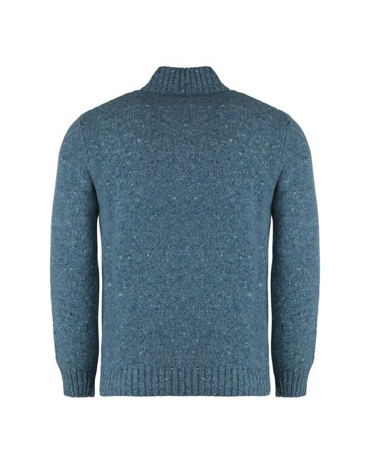 Moorer Blue Fedro Wool Blend Turtleneck Sweater for men