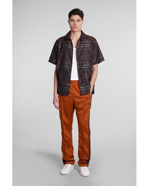 Needles Orange Pants In Brown Polyester for men