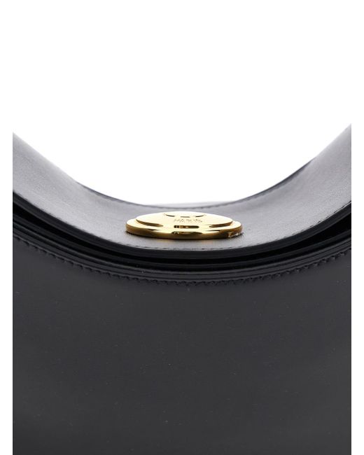 Jacquemus Black 'Le Calisso Rond Large' Shoulder Bag With Adjustable Strap And Embossed Logo