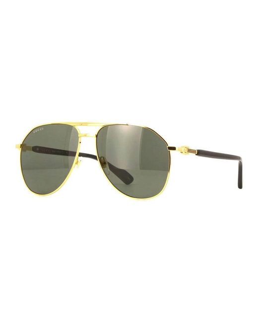 Gucci Green Sunglasses Aviator Full Rim, Frame And Lens Gg1220S001 for men