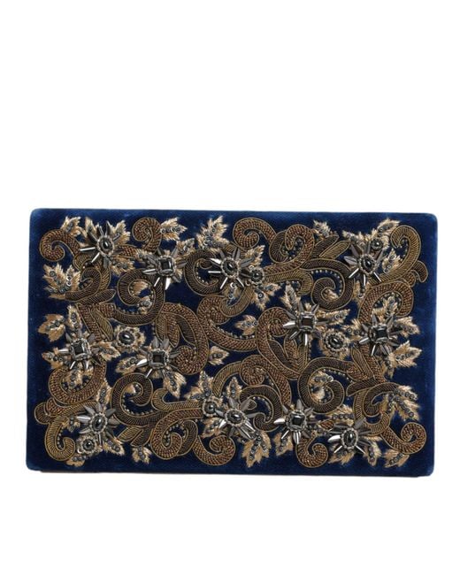 Dolce & Gabbana Black Velvet Frame Clutch Evening Party Purse Bag