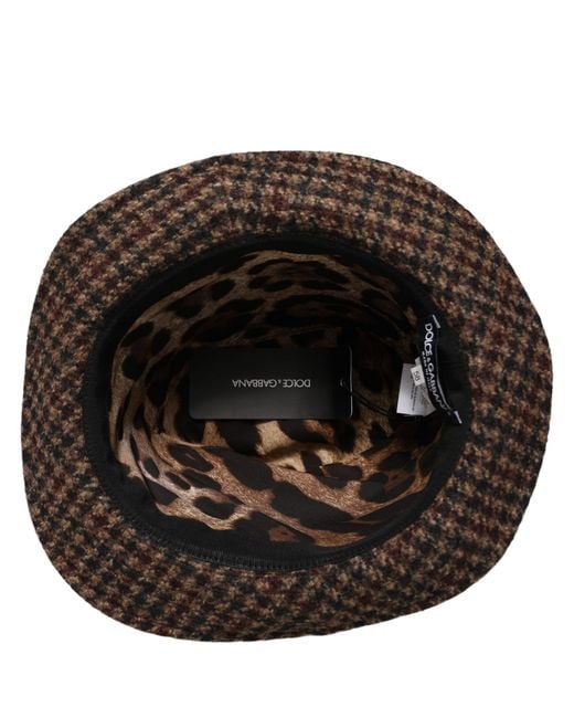 Dolce & Gabbana Black Checkered Wool Tweed Fedora Capello Hats And Alpaca Nylon