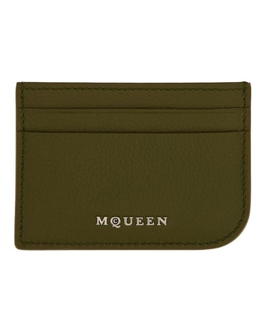 McQueen Green Leather Card Holder Main: Calf Skin Wallets & Purses