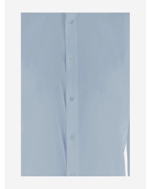 HER SHIRT HER DRESS Blue Stretch Silk Shirt Ludovica