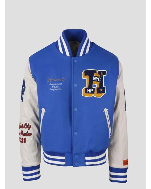 Heron Preston Blue Heron Patches Varsity Jacket for men