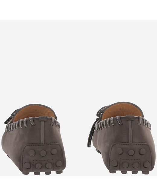 Tod's Brown Loafers Suede Leather Calfskin