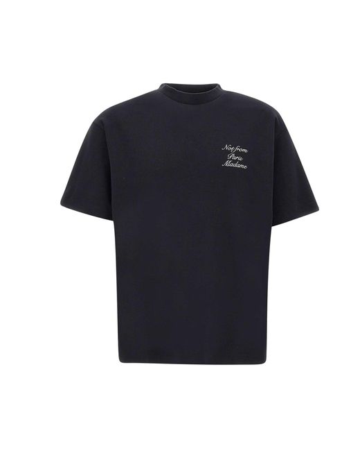 Drole de Monsieur Blue Le Cursive Slogan T-Shirt Cotton T-Shirt for men