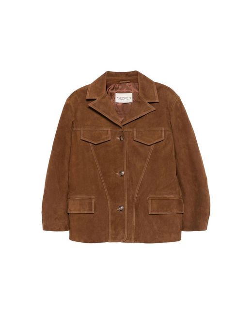 Siedres Brown Button-Up Flap-Pockets Jacket