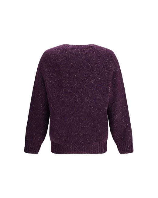 Brunello Cucinelli Purple Cashmere Crewneck Sweater for men