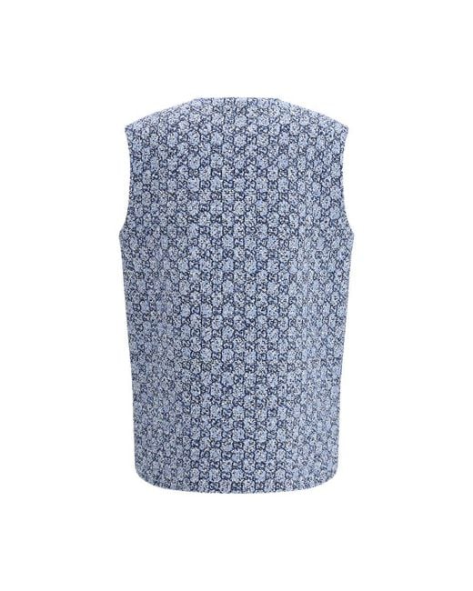 Gucci Blue Cotton Sleeveless Jacket