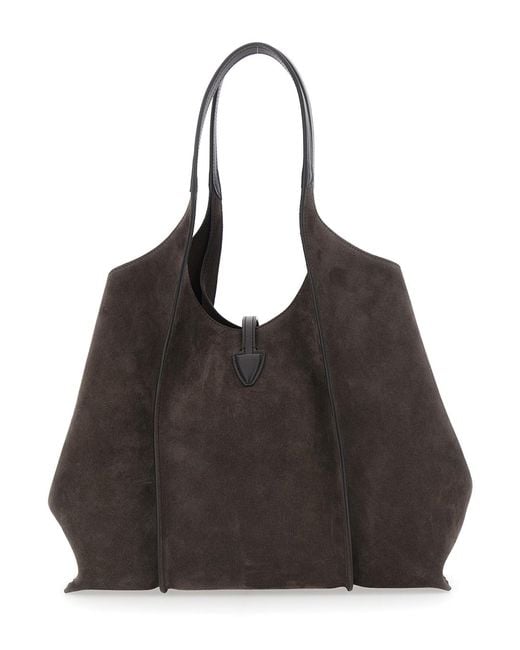 Tod's Black Shoulder Bag Suede Calf Leather