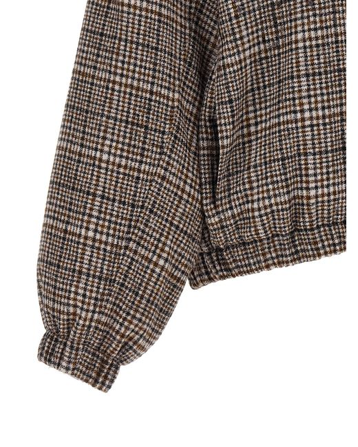 Brunello Cucinelli Brown Sequin Check Bomber Jacket