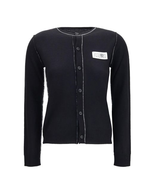 MM6 by Maison Margiela Blue Wool Blend Button Cardigan