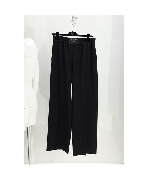 Céline Black Trousers With Elastic Waist, Wool