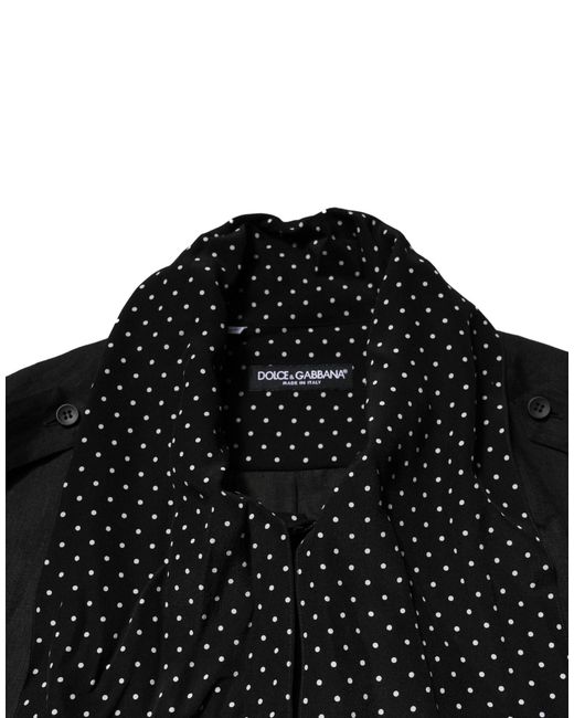 Dolce & Gabbana Black Polka Dot Collar Tie Neck Casual Shirt for men