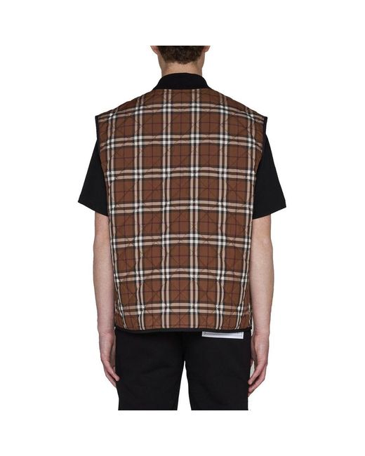 Burberry Multicolor Brown Polyester Sleeveless Jacket for men