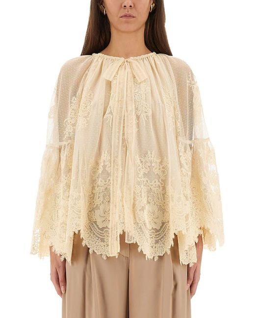 Zimmermann Natural 'Hypnotic Tiered Lace' Blouse