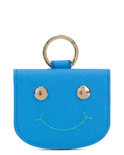 Longchamp Blue Leather Card Holder Cowhide Wallets & Purses
