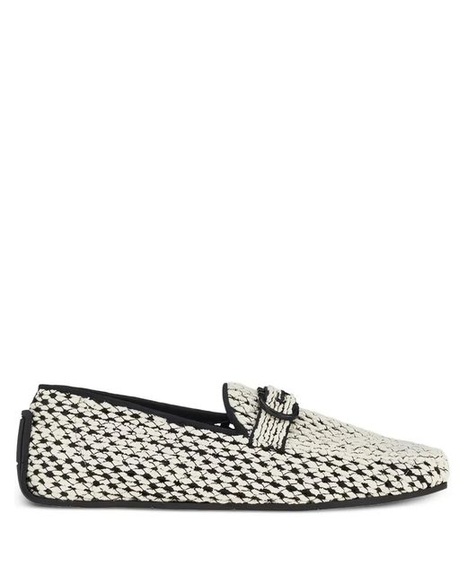 Ferragamo White Ferragamo Driver Woven Buckle Loafers for men