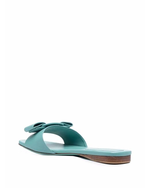 Ferragamo Green Embossed Bow Sandals