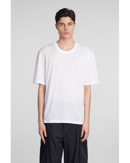 Laneus Crewneck T-shirt In White Cotton for men