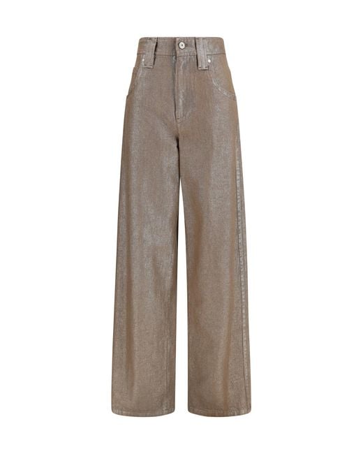 Brunello Cucinelli Gray Lurex Wide-Leg Jeans Cotton