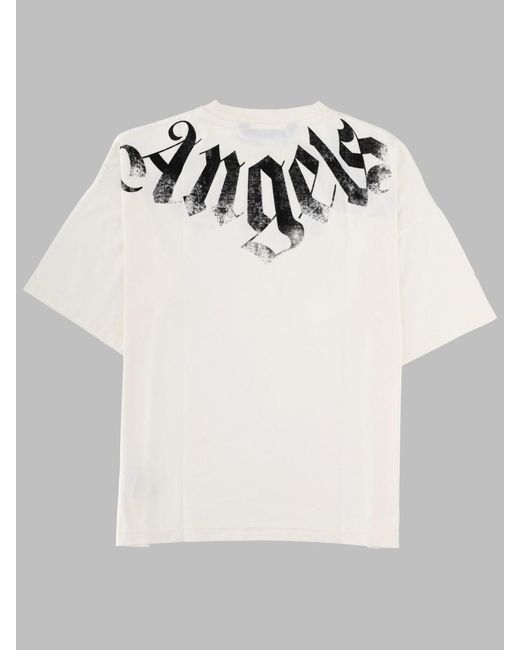 Palm Angels Gray T-Shirt With Logo Cotton T-Shirts for men