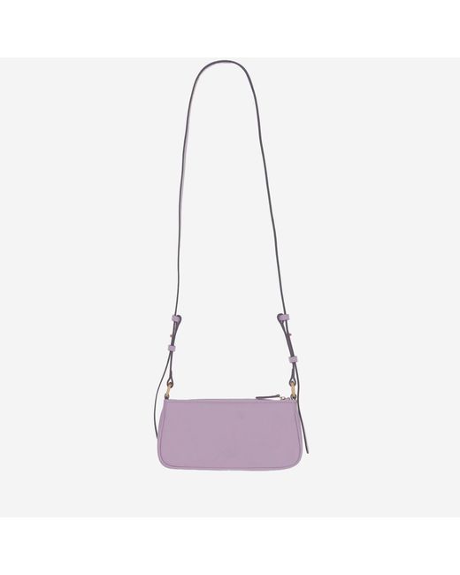 Pinko Purple Half Moon Baguette Mini Leather Bag Shoulder
