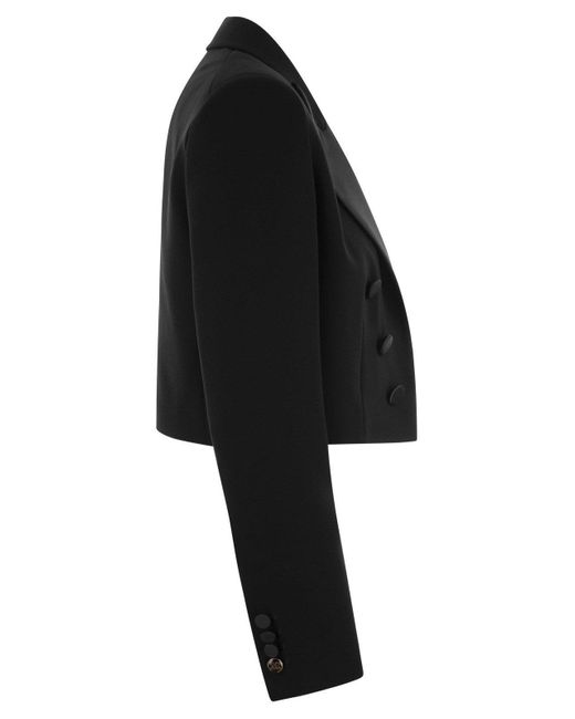 Max Mara Pianoforte Black Double-Breasted Long-Sleeved Jakcet