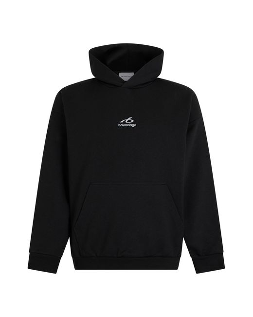 Balenciaga Black Hooded Sweatshirt Cotton Jumpers for men