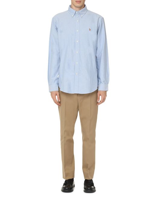 Polo Ralph Lauren Blue Shirt Button-Down Collar Cotton for men