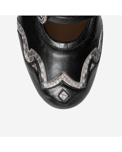 Sartore Black Ballerina Flats Leather And Python