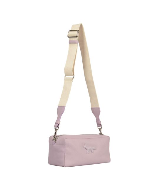 Maison Kitsuné Pink Leather Shoulder Bag