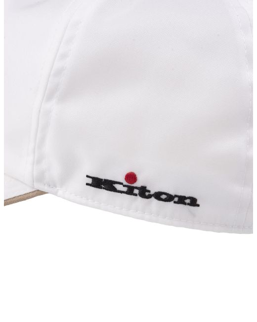 Kiton White Nylon Baseball Hat With Logo for men