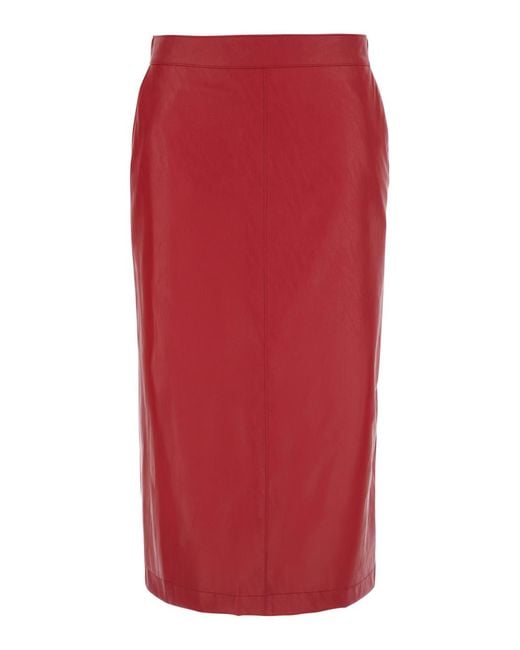 Pinko Red Skirt With Suede Effect, Polyester