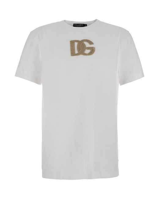 Dolce & Gabbana White Crew Neck T-Shirt Cotton T-Shirts for men