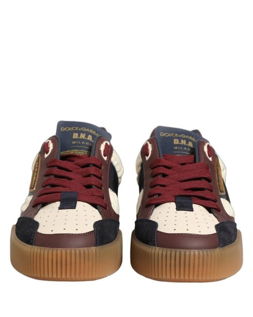 Dolce & Gabbana Red Leather Miami Low Top Sneakers Shoes Cotton Nylon Viscose Calf for men