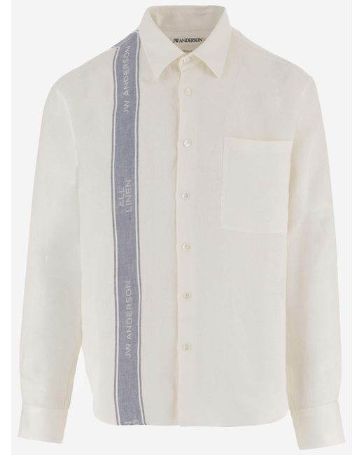 J.W. Anderson White Linen Shirt With Logo for men