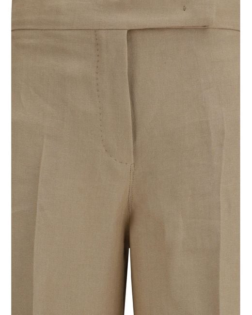 Max Mara Natural Palazzo Pants Linen