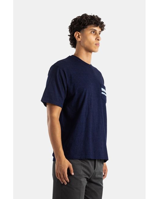 Momotaro Blue Yarn Dyed Pocket Tee T-Shirts And Polos for men