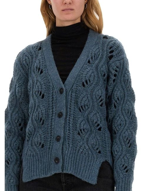 Mila Schon Blue Alpaca Cardigan