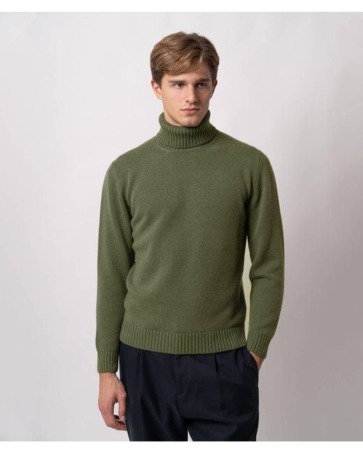 Larusmiani Green Turtleneck Sweater Diablerets Sweater for men