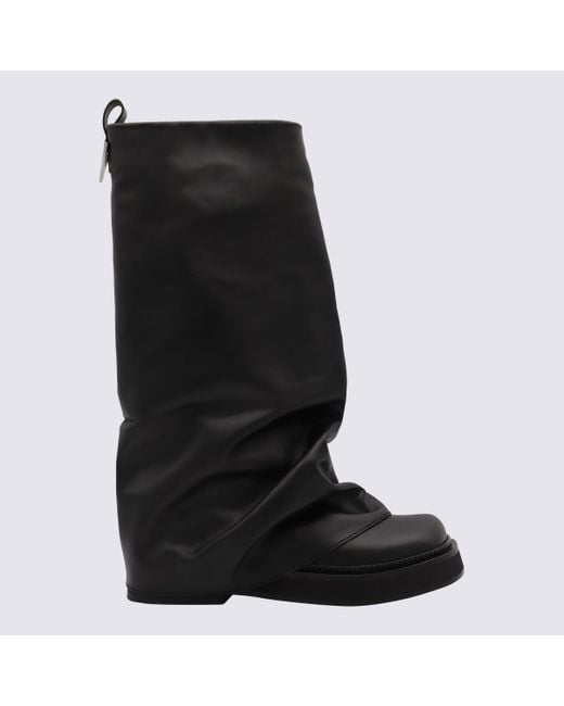 The Attico Black Leather Robin Boots