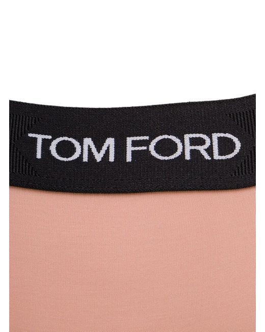 Tom Ford Natural Ignature Boy Short' Beige Briefs With Logo Waistband In Stretch-jersey