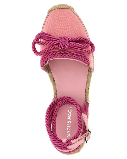 Mach &amp; Mach Pink Double Bow Riviera Espadrilles