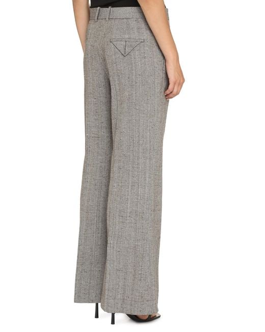 Bottega Veneta Gray Viscose-Silk Flared Trousers