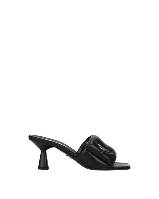Prada Black Leather Platform Sandals